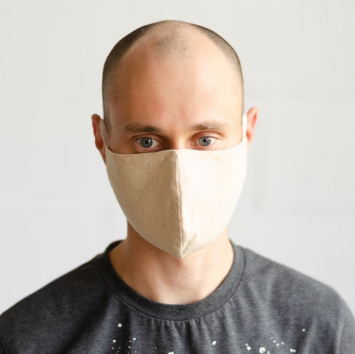 Конопляная маска гигиеническая многоразовая, 2-слойная (бежевая)