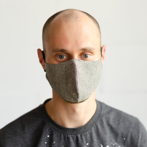 Конопляная маска гигиеническая многоразовая, 2-слойная (черная)