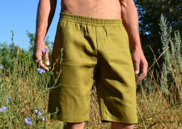 Шорты из крапивы горчичные